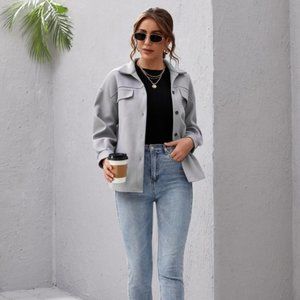 Drop Shoulder Coat w Pocket Grey (M)|*GREAT 4 LAYERING; COMFY & LIGHT; GRAB & GO